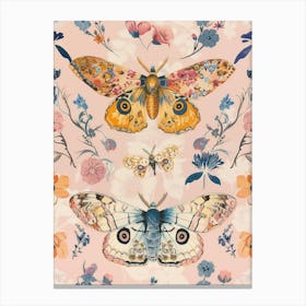 Pink Butterflies William Morris Style 2 Canvas Print