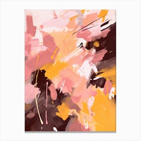 Pink And Yellow Autumn Abstract Painting Canvas Print