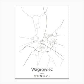 Wagrowiec,Poland Minimalist Map Stampe su tela