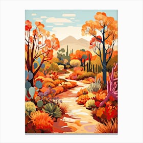 Desert Botanical Garden, Usa In Autumn Fall Illustration 0 Canvas Print