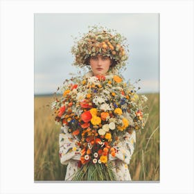 "Woman in Wildflower Field" Canvas Print