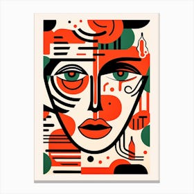 Abstract Pop Art Geometric Colourful Face 3 Canvas Print