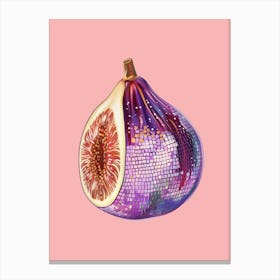 Disco Ball Fig Pink Art Disco Poster Trendy Aesthetic Art Food Kitchen Canvas Print