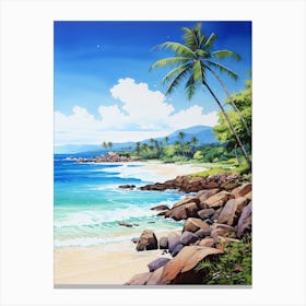 A Painting Of Anse Cocos, La Digue Seychelles 1 Canvas Print