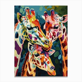 Colourful Giraffe Family 2 Canvas Print