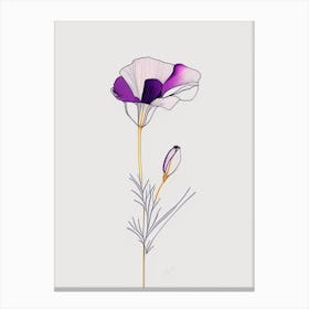 Eustoma Floral Minimal Line Drawing 1 Flower Canvas Print