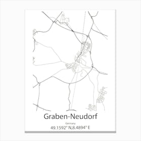 Graben Neudorf,Germany Minimalist Map Canvas Print