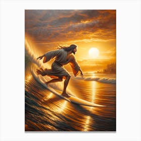 Jesus Surfing 2 Canvas Print