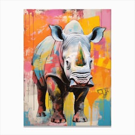 Rhino Pop Art Screen Print Inspired  3 Canvas Print
