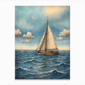 Sailboat On The Ocean 1 Canvas Print