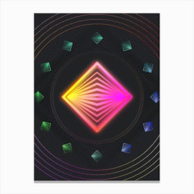 Neon Geometric Glyph in Pink and Yellow Circle Array on Black n.0426 Canvas Print