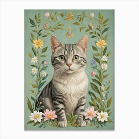 Kitten In Flowers Canvas Print