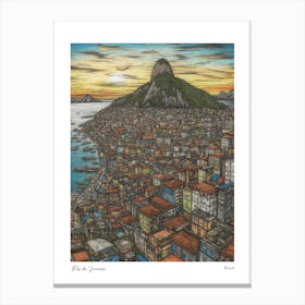 Rio De Janeiro Brazil Drawing Pencil Style 1 Travel Poster Canvas Print
