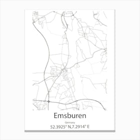 Emsburen,Germany Minimalist Map Canvas Print