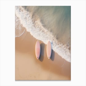 surfboards laying on the beach Canvas Print