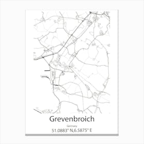 Grevenbroich,Germany Minimalist Map Canvas Print