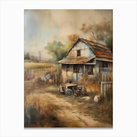 A wall artwork dating back to the year 1960, with all the details and colours. The farm is from an old oil painting, with faded oil colours.5 Canvas Print