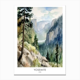Yosemite 3 Watercolour Travel Poster Canvas Print