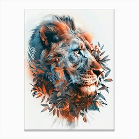 Double Exposure Realistic Lion With Jungle 6 Canvas Print