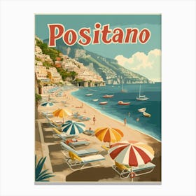 Aihrgdesign A Classic 1960s Travel Poster For Positano Canvas Print