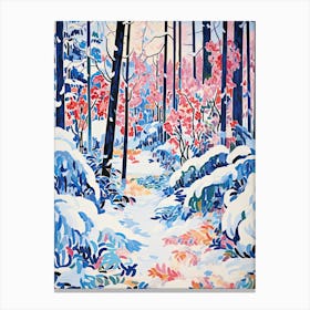 Winter Snow Snow Coniferous Forest Illustration 1 Canvas Print
