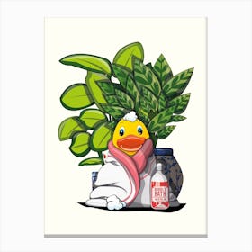 Rubber Duck In Bath Towel Canvas Print
