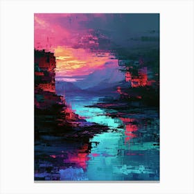 Abstract - Sunset | Pixel Art Series Canvas Print