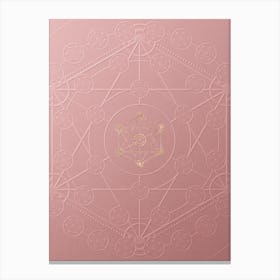 Geometric Gold Glyph on Circle Array in Pink Embossed Paper n.0047 Canvas Print