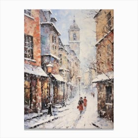 Vintage Winter Painting Prague Czech Republic Canvas Print