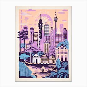 Sydney In Risograph Style 2 Canvas Print