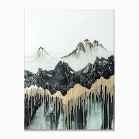 Denali's Golden Peaks - Textured Expressionism Canvas Print