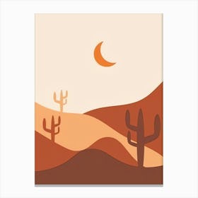 Desert Landscape With Cactus Canvas Print