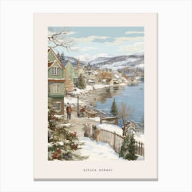 Vintage Winter Poster Bergen Norway 2 Canvas Print