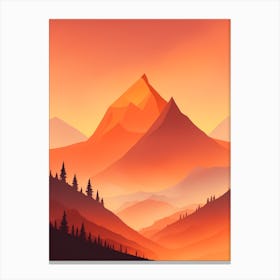 Misty Mountains Vertical Composition In Orange Tone 285 Canvas Print