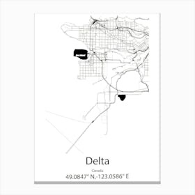 Delta,Canada Minimalist Map Canvas Print