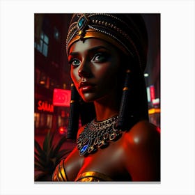 Cleopatra In Neon Light - Diverse Art Illustration 86 Canvas Print