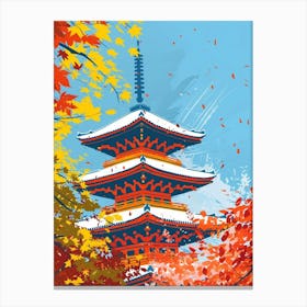 Shitenno Ji Temple Osaka 1 Colourful Illustration Canvas Print