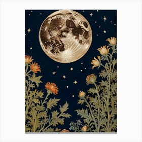 Moon And Flowers Style William Morris 29 Canvas Print