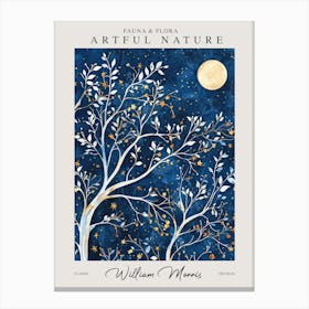 William Morris Night Full Moon Trees Botanical Exhibition Canvas Print