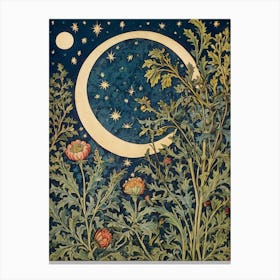 Moon And Flowers Style William Morris 4 Canvas Print