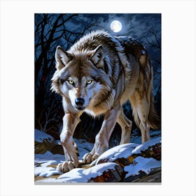 Wolf In The Woods 4 Canvas Print