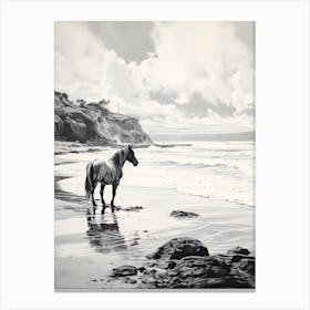 A Horse Oil Painting In Anakena Beach, Easter Island, Portrait 1 Canvas Print
