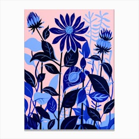 Blue Flower Illustration Bee Balm 1 Canvas Print