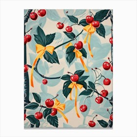 Botanical Bows And Cherries 2 Pattern Canvas Print