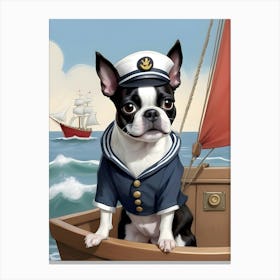 Boston Terrier Sailor-Reimagined 12 Canvas Print