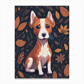 Floral Dog Portrait Boho Minimalism (8) Canvas Print