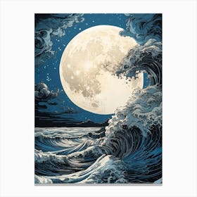 Full Moon Over The Ocean Canvas Print