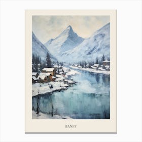 Vintage Winter Painting Poster Banff Canada 1 Canvas Print