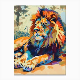 Masai Lion Resting In The Sun Fauvist Painting 2 Canvas Print