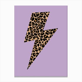 Lightning Bolt in Leopard Print on Purple Canvas Print